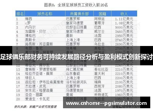 足球俱乐部财务可持续发展路径分析与盈利模式创新探讨